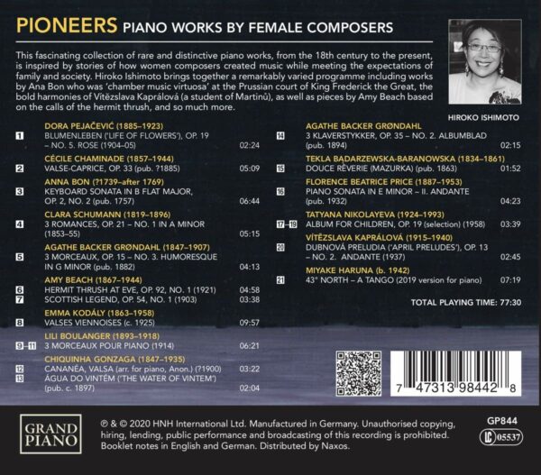 Pioneers: Piano Works By Female Composers - Hiroko Ishimoto
