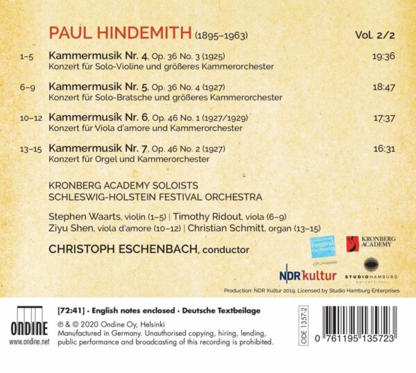 Paul Hindemith: Kammermusik 4-7 - Christoph Eschenbach