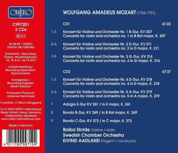 Mozart: Violin Concertos Nos. 1-5 - Baiba Skride