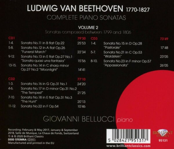 Beethoven: Complete Piano Sonatas Vol.2 - Giovanni Bellucci