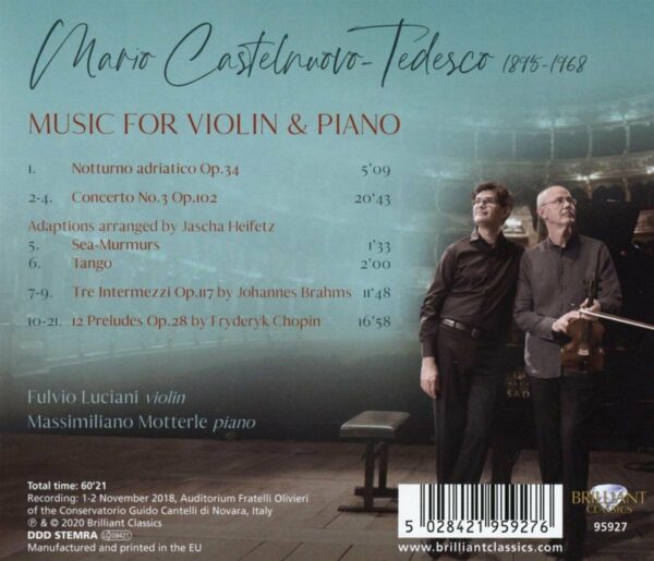 Castelnuovo-Tedesco: Music For Violin And Piano - Fulvio Luciani
