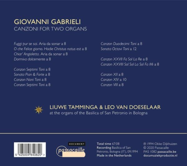 Giovanni Gabrieli: Dialoghi Musicali - Liuwe Tamminga & Leo Van Doeselaar