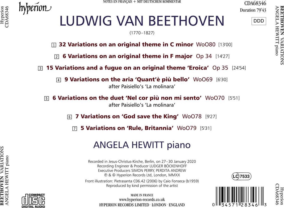 Beethoven Variations Angela Hewitt La Boîte à Musique