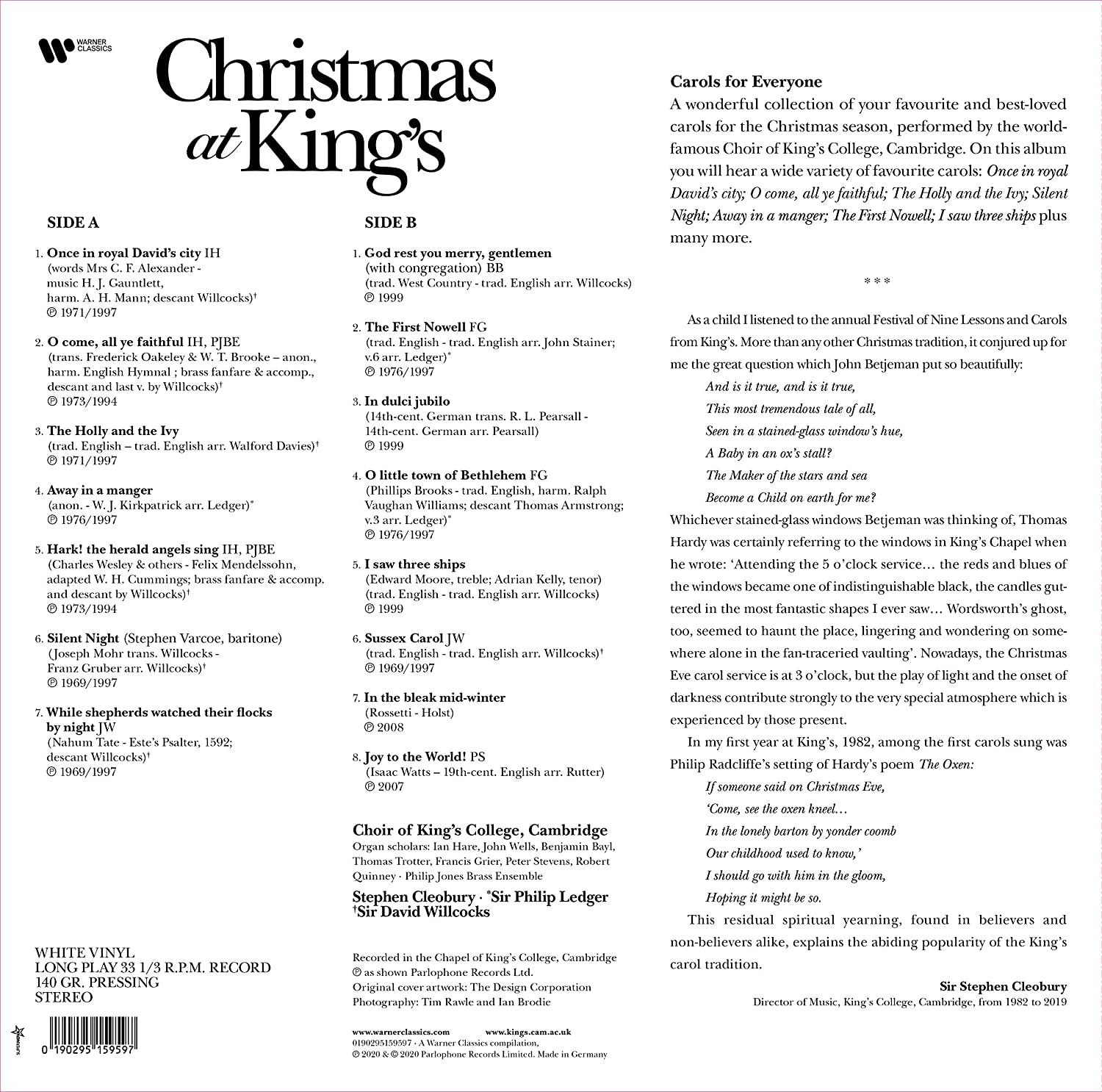 Christmas At King S Vinyl Choir Of King S College La Boite A Musique