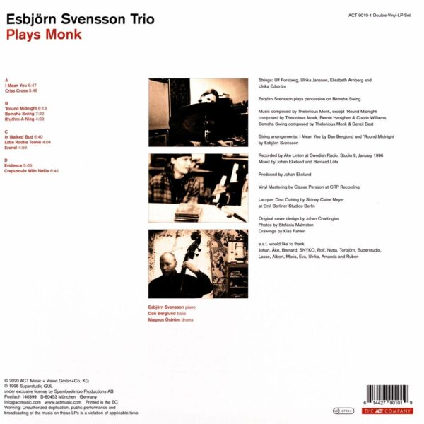 Monk: Plays Monk (Vinyl) (Vinyl) - Esbjorn Svensson Trio