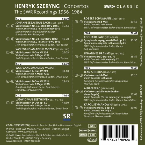 Henryk Szeryng Plays Violin Concertos