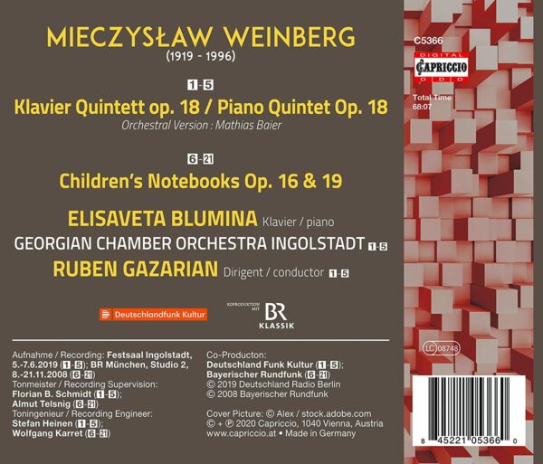 Weinberg: Piano Quintet Op. 18 (Orchestral Version), Chrildren's Notebook - Elisaveta Blumina