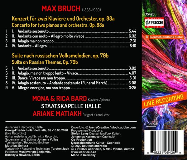 Max Bruch: Concerto For 2 Pianos And Orchestra - Mona Bard
