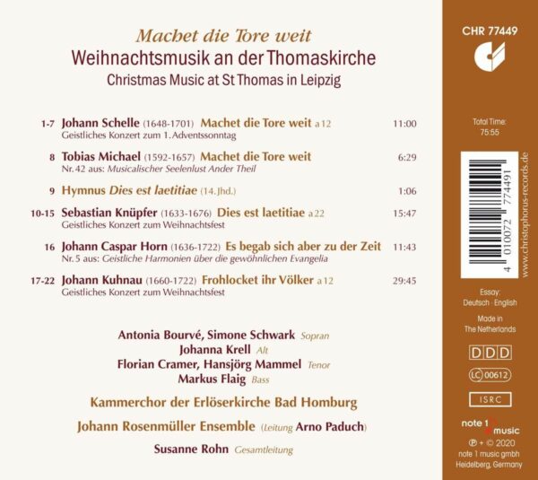 Machet Die Tore Weit: Christmas Music At St Thomas in Leipzig - Johann Rosenmuller Ensemble