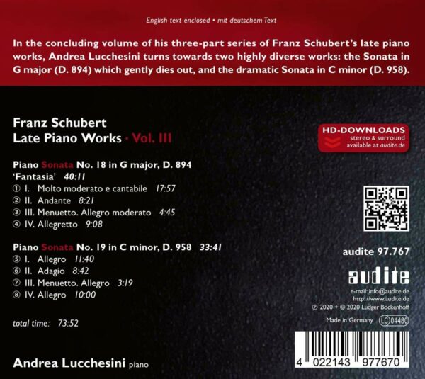 Franz Schubert: Late Piano Works Vol.3 - Andrea Lucchesini
