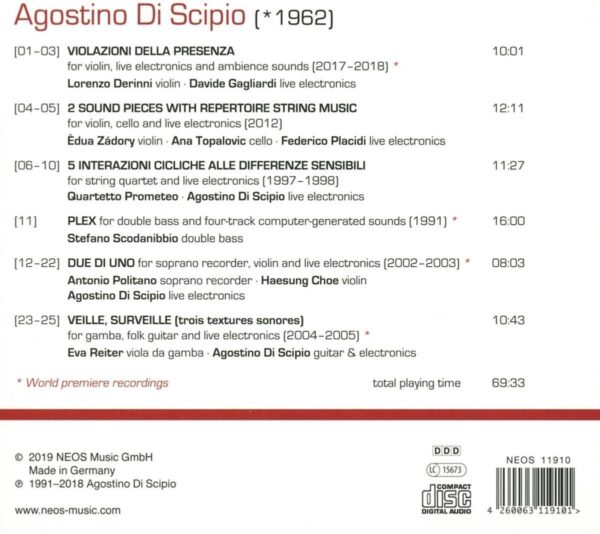 Agostino Di Scipio: Works For Strings And Live Electronics - Stefano Scodanibbio