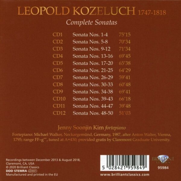 Leopold Kozeluch: Complete Sonatas - Jenny Soonjin Kim