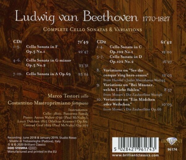 Beethoven: Complete Cello Sonatas & Variations - Marco Testori