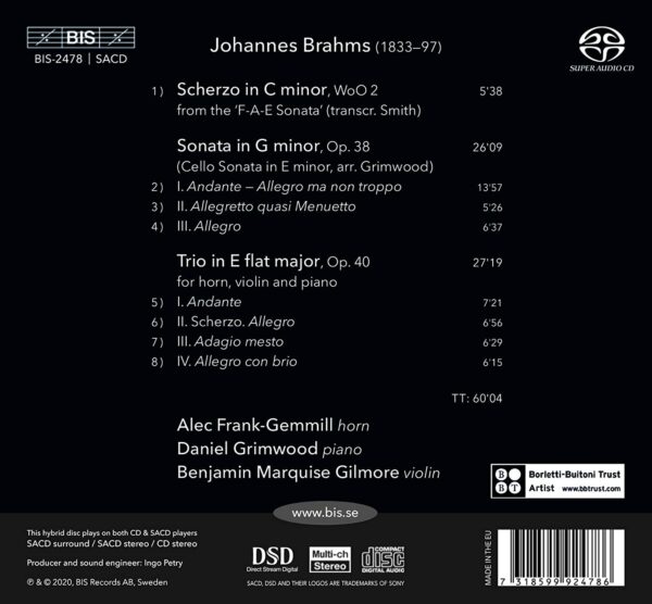 Brahms: Chamber Music With Horn - Alec Frank-Gemmill