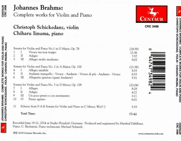 Brahms: Complete Works For Violin And Piano - Christoph Schickedanz