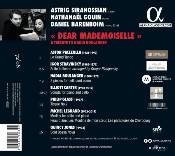 Dear Mademoiselle: A Tribute To Nadia Boulanger - Astrig Siranossian