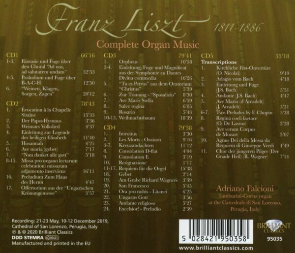 Franz Liszt: Complete Organ Music - Adriano Falcioni