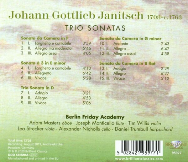 Johann Gottlieb Janitsch: Trio Sonatas - Berlin Friday Academy