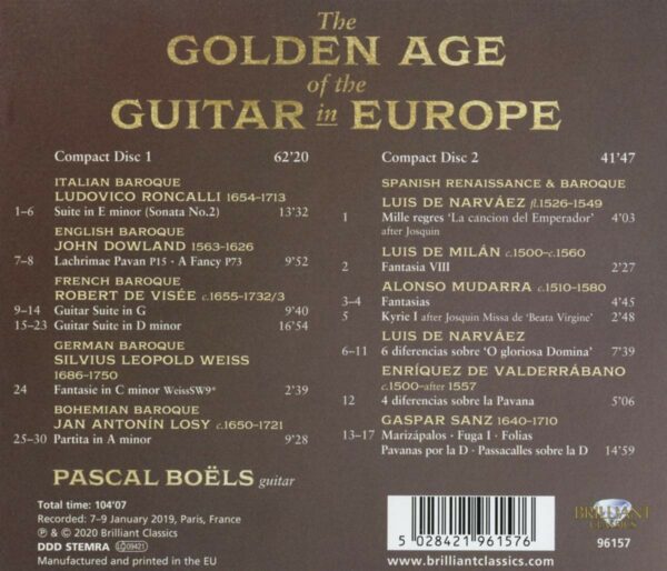 The Golden Age Of The Guitar In Europe - Pascal Boels
