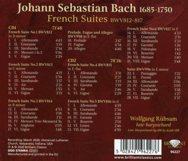 Bach: French Suites BWV812-817 - Wolfgang Rubsam