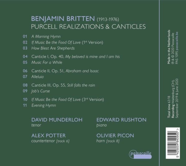 Benjamin Britten: Hymnos, Purcell Realizations & Canticles - David Munderloh