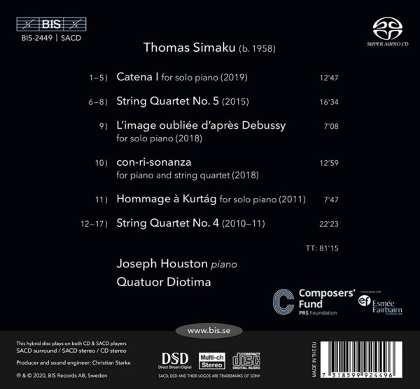 Thomas Simaku: Con-Ri-Sonanza - Quatuor Diotima