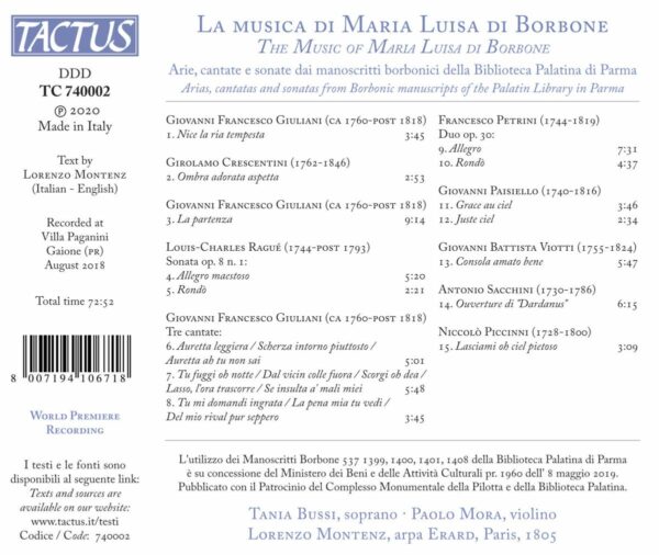 The Music Of Maria Luisa Di Borbone - Tania Bussi