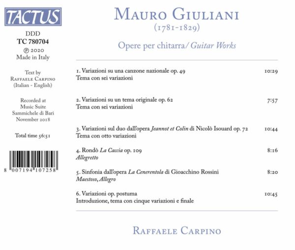 Mauro Giuliani: Opere Per Chitarra - Raffaele Carpino