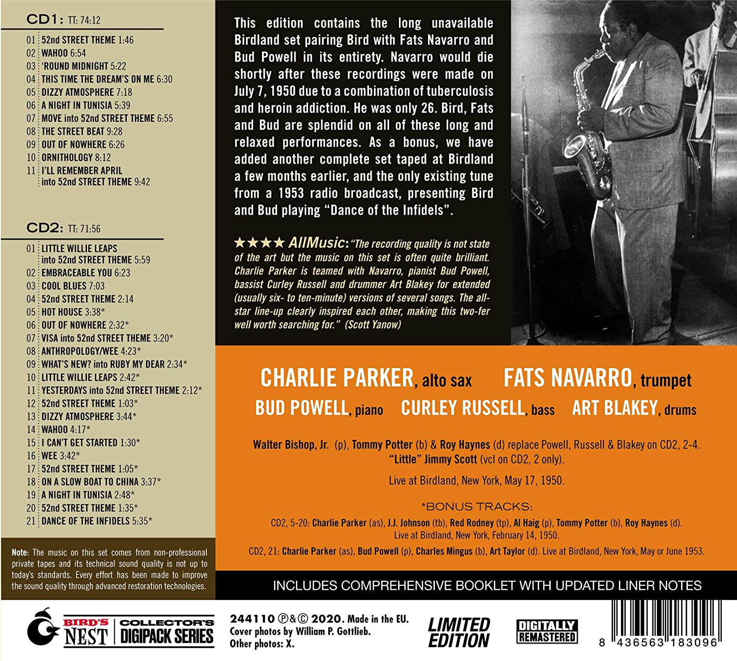 Complete Live At Birdland Charlie Fats Navarro Parker La Boite A Musique