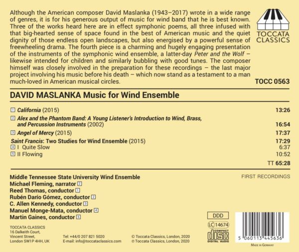 David Maslanka: Music For Wind Ensemble - Middle Tennessee State University Wind Ensemble