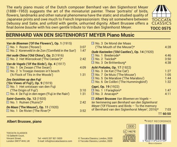 Bernhard Van Den Sigtenhorst Meyer: Piano Music - Albert Brussee