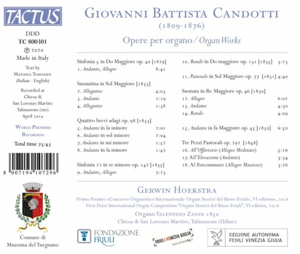 Giovanni Battista Candotti: Opere Per Organo - Gerwin Hoekstra