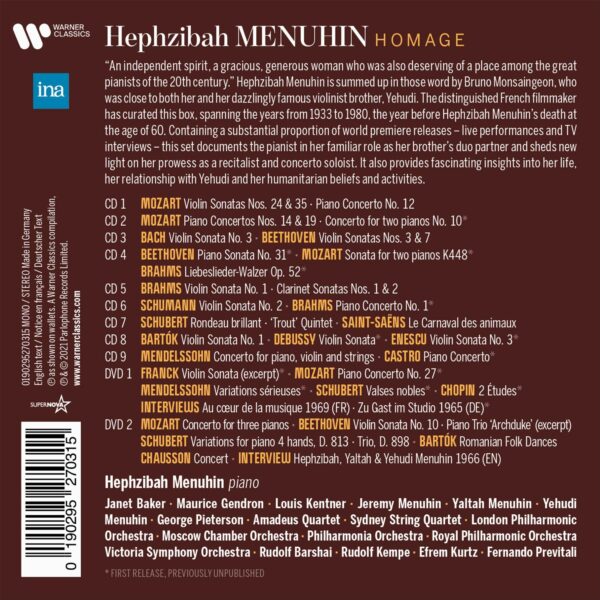 Hephzibah Menuhin Homage (Box Set) - Hephzibah Menuhin