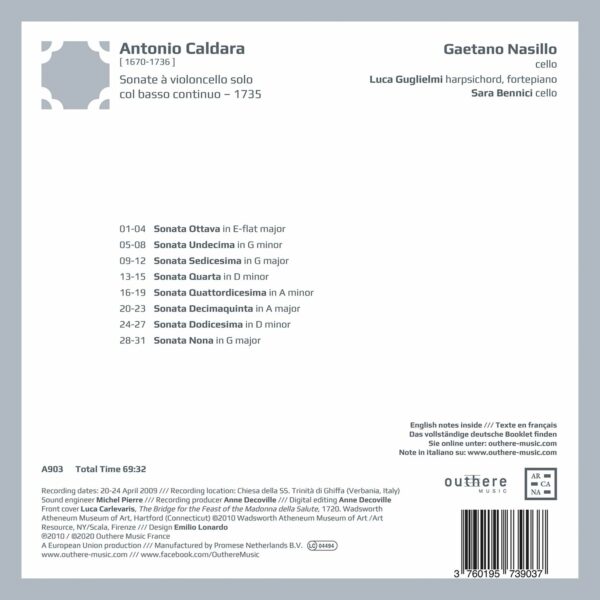 Antonio Caldara: Sonate A Violoncello Solo Col Basso Continuo - Gaetano Nasillo