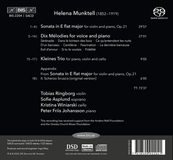 Helena Munktell: Violin Sonata, Dix Melodies & Kleines Trio - Tobias Ringborg