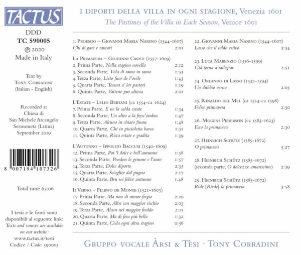 I Diporti Della Villa In Ogni Stagione,  Venezia 1601 - Vocal Ensemble Arsi & Tesi