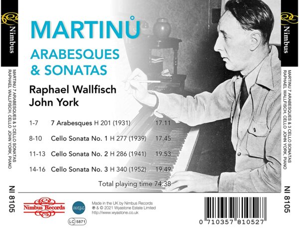 Bohuslav Martinu: 3 Cello Sonatas & 7 Arabesques - Raphael Wallfisch