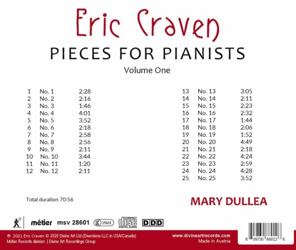 Eric Craven: Pieces For Pianists Vol. 1 - Mary Dullea