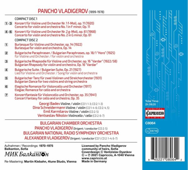 Pancho Vladigerov: String Concertos - Alexander Vladigerov