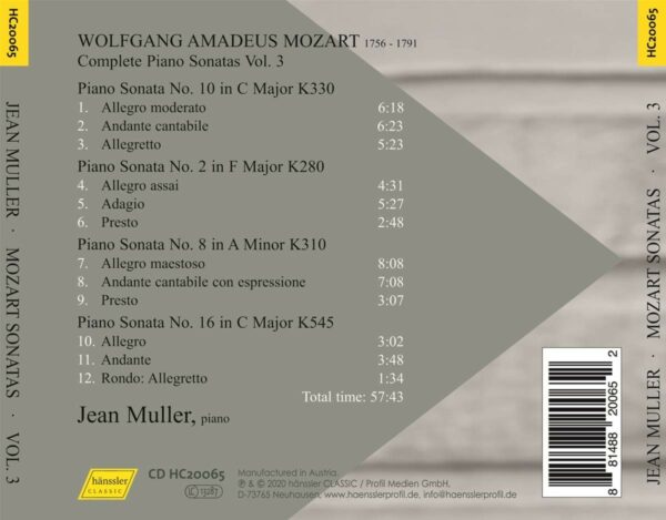 Mozart: Piano Sonatas Vol.3 - Jean Muller