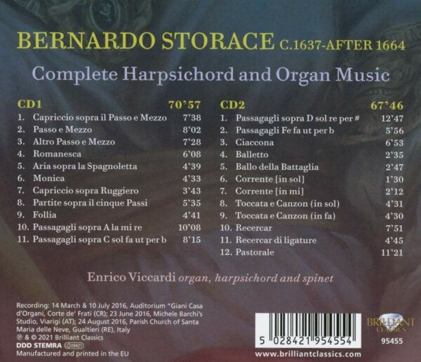 Bernardo Storace: Complete Harpsichord & Organ Music - Enrico Viccardi