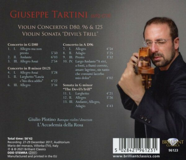 Giuseppe Tartini: Violin Concertos D80, 96 & 125, Violin Sonata 'Devil's Thrill' - Guilio Plotino