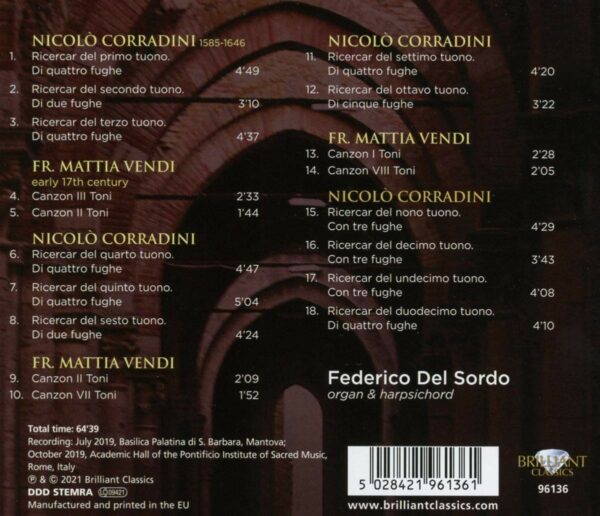 Corradini: 12 Ricercari & Vendi: Canzoni - Federico Del Sordo