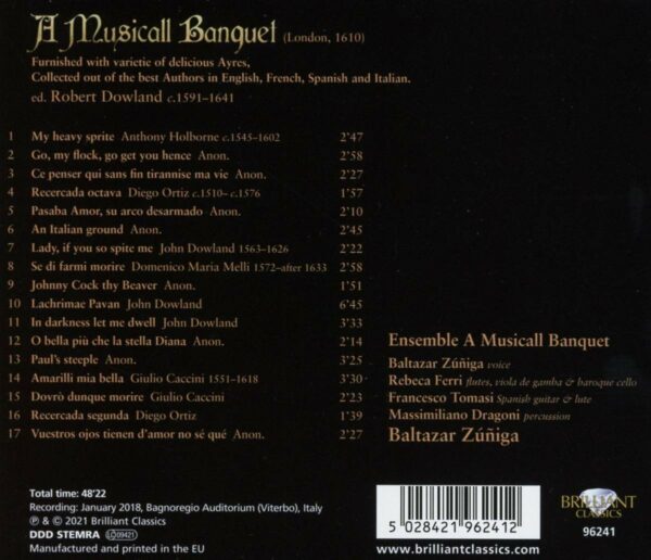 Dowland: A Musicall Banquet - Baltazar Zuniga