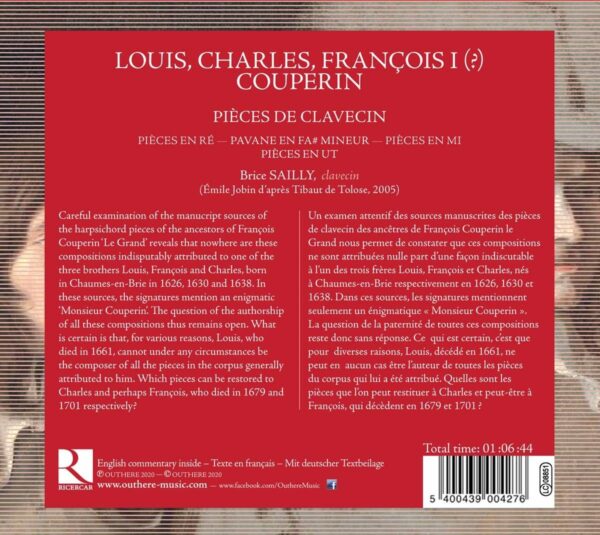 Monsieur Couperin. Louis, Charles, Francois I ?: Pièces De Clavecin - Brice Sailly