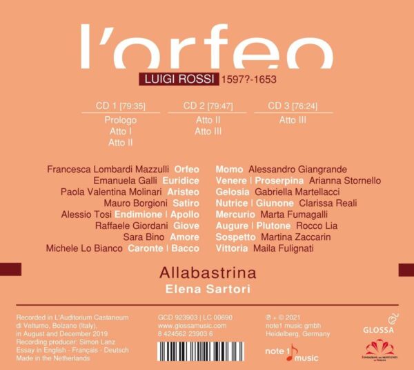 Luigi Rossi: L'Orfeo - Francesca Lombardi Mazzulli