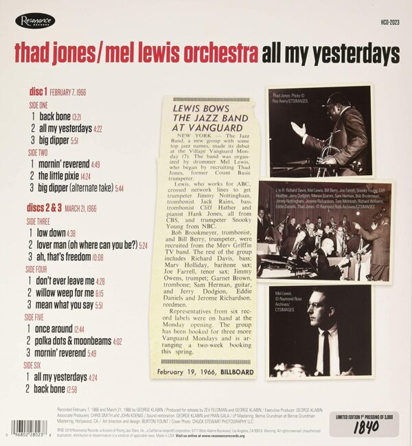 All My Yesterdays (Vinyl) - Thad Jones & Mel Lewis