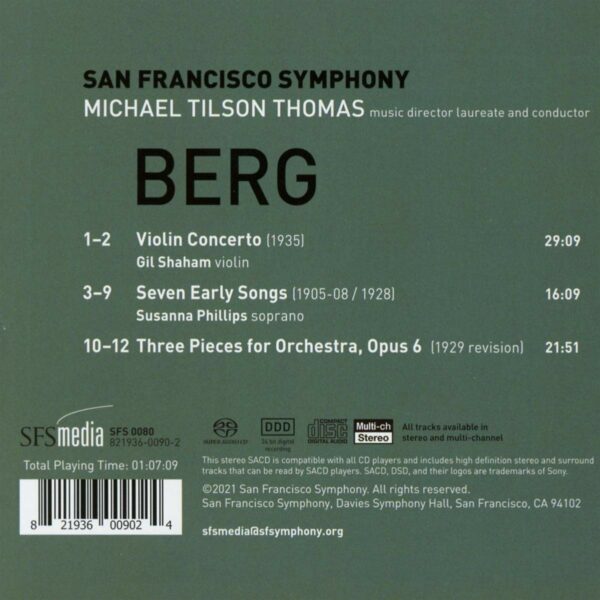 Berg: Violin Concerto / Seven Early Songs / Three Pieces - Michael Tilson Thomas