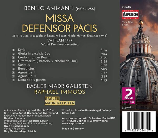 Benno Ammann: Missa Defensor Pacis - Basler Madrigalisten