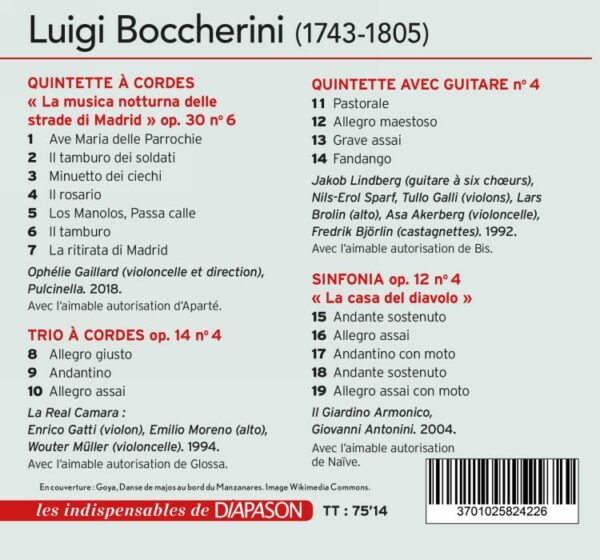 Luigi Boccherini: Quintettes, Trio à cordes, Sinfonia